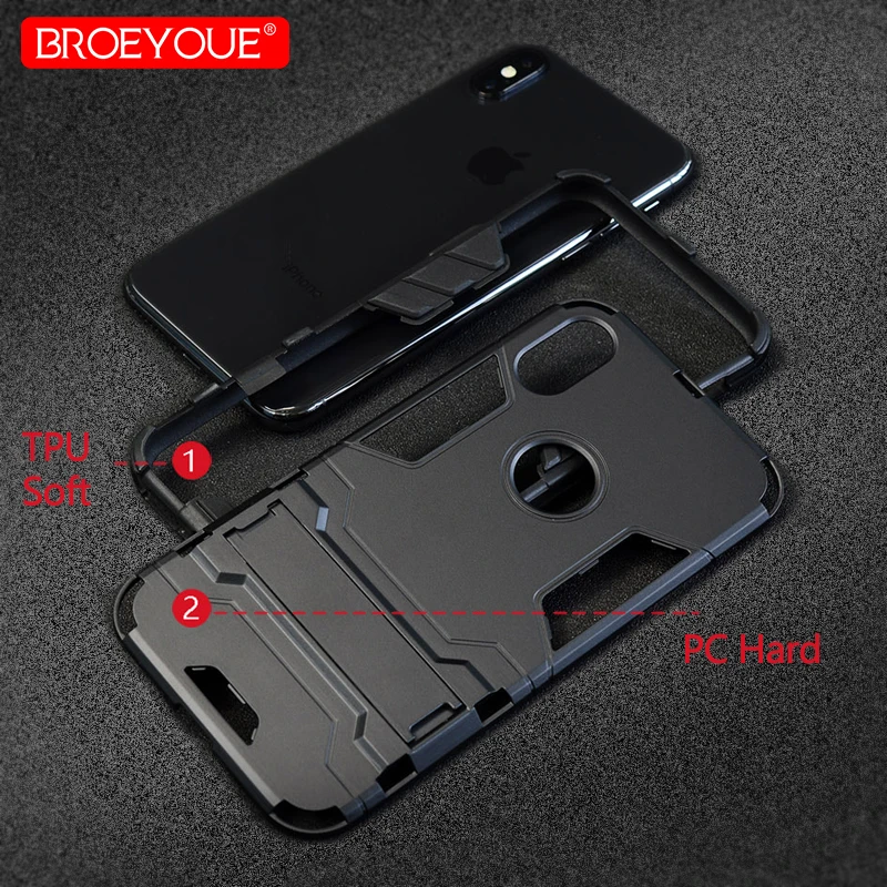 Armor Case For iPhone X XR 7 8 6 6S Plus XS Max SE 5 5S Coque TPU Hard PC Soft Shockproof Phone |