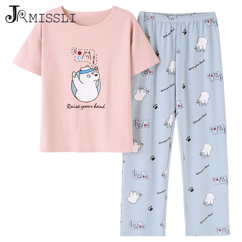 JRMISSLI женские пижамные комплекты 2019 летние хлопковые пижамы высококачественные