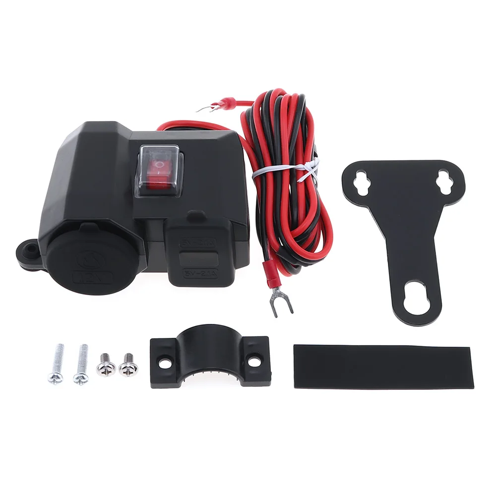 

Motorcycle Charger 5V 2.1A Output Dual USB Ports and Cigarette lighter Socket Design With waterproof independent switch