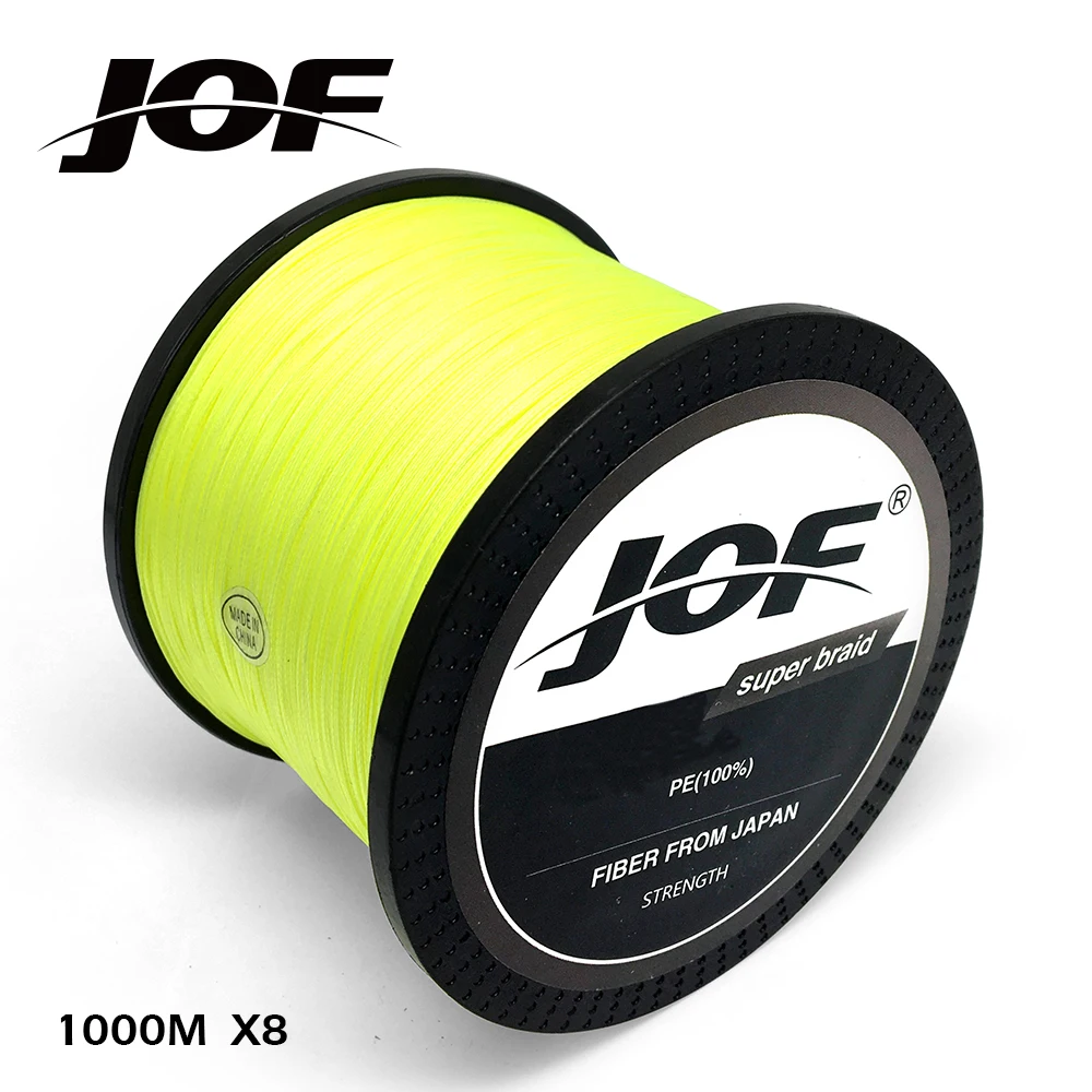JOF плетеная рыболовная леска 8 нитей желтый 100 м 150 300 500 1000 Шнур linha multifilamento
