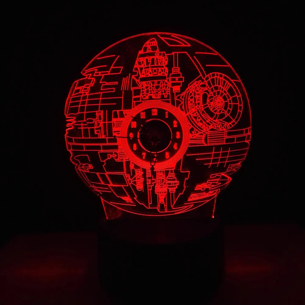 2018 НОВЫЙ Звездные войны Звезда смерти 3D светодиодный светильник ночник с часами
