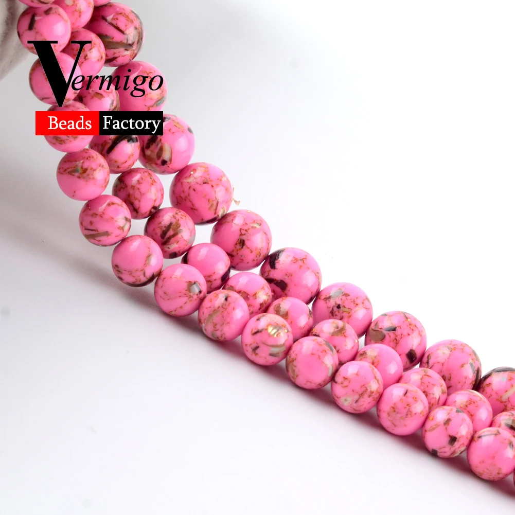Оптовая продажа фуксия бирюзы ракушки каменные бусины для изготовления