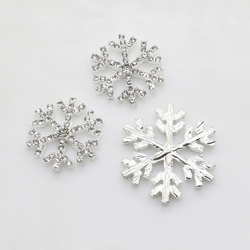 

ZMASEY Snowflake Buttons 10Pcs/Lot Handwork Alloy Buttons Rhinestones Sewing Holiday Party Decoration Crystal Accessories