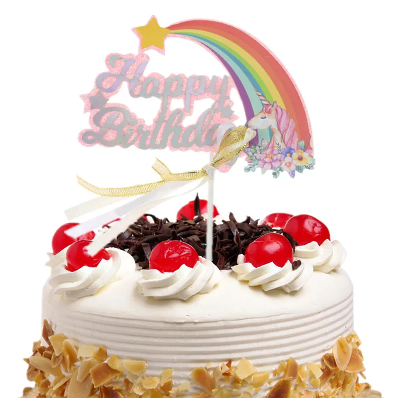 Cake Toppers Flags Rainbow Star Hot Air Balloon Moon Topper Kids Happy Birthday Wedding Baby Shower Baking Party DIY Xmas |