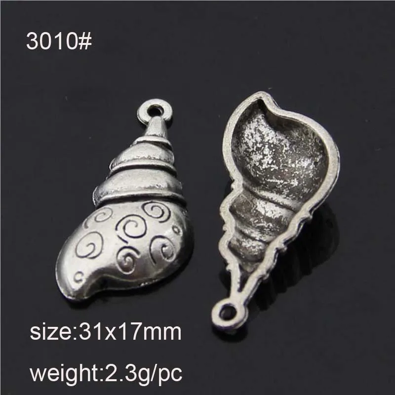 

10 шт./лот 31*17 мм винтажные подвески из металлического сплава в виде морской улитки, ювелирные изделия, Подвески для изготовления ювелирных и...