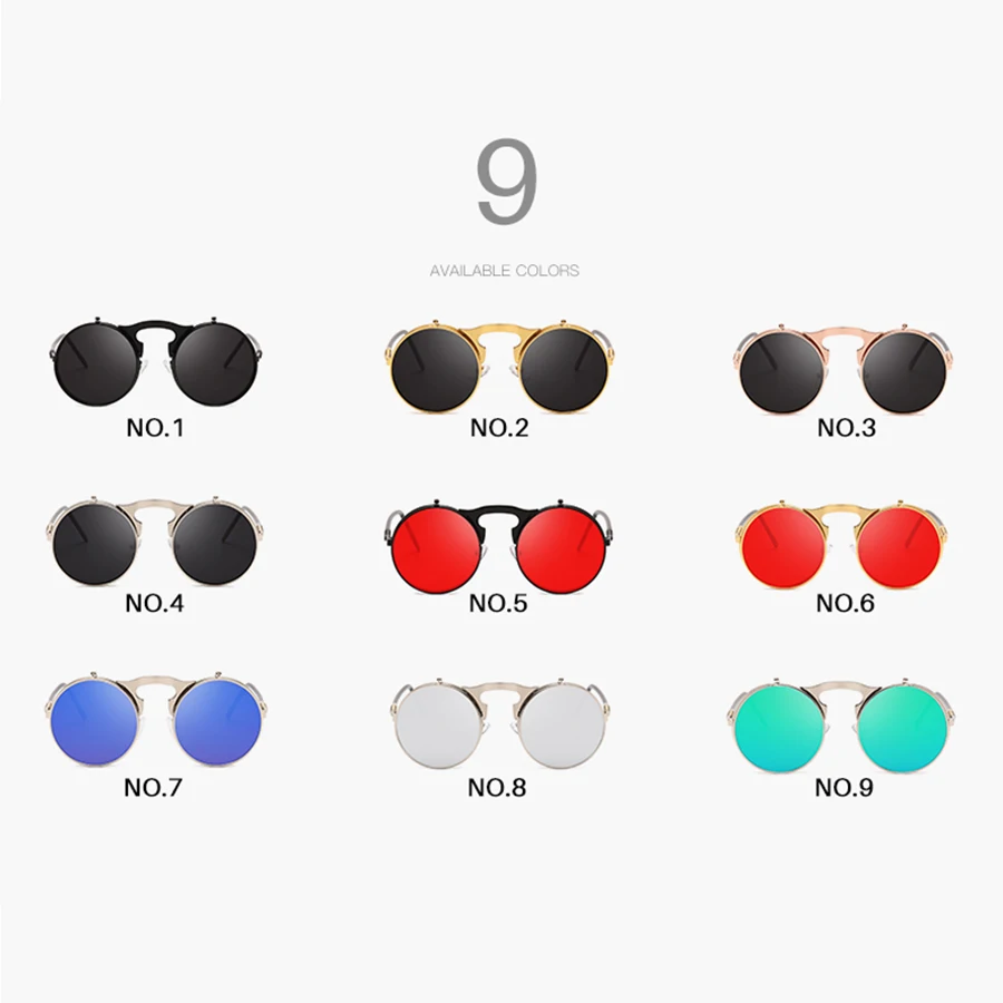 Солнцезащитные очки AEVOGUE мужские в стиле стимпанк винтажные круглые раскладушки