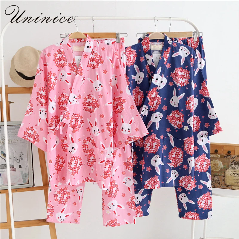 

Женский пижамный комплект Yukata, кимоно в японском стиле, хлопковые шорты с принтом и штаны, ночная рубашка, халат, повседневная одежда, домашн...