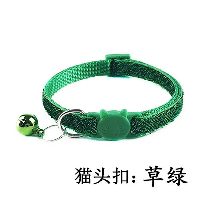 Зеленый BlingBling ошейник для кошек, модный ошейник для щенков, маленьких собак, кошек, безопасный ошейник с разъемной пряжкой, красный, розовый, синий, зеленый, фиолетовый, оранжевый - Цвет: Зеленый