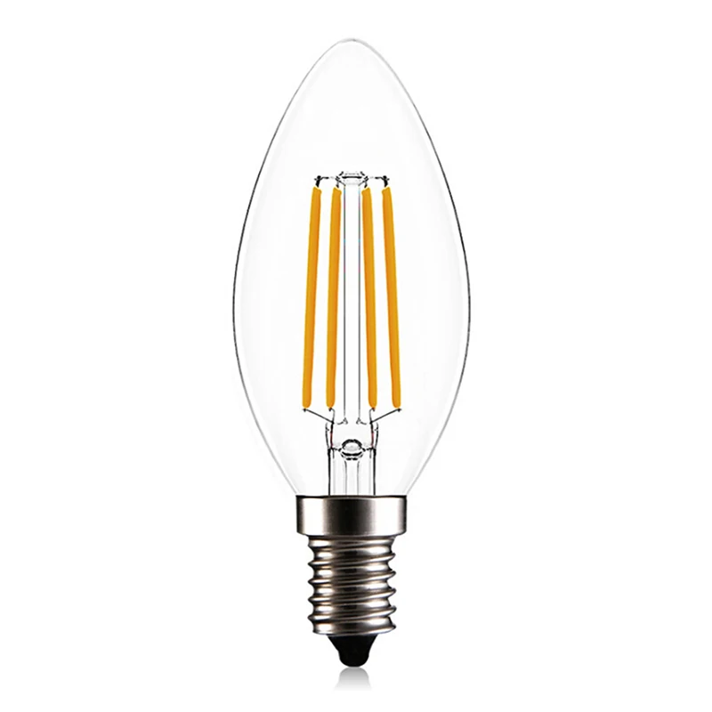 Светодиодный новый Филамент Свеча светильник лампочка E14 220V 2 Вт 4 лампочки Edison