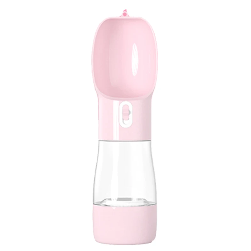 Pink 2 в 1 портативная бутылка для воды и еды для собак, для путешествий, для щенков, кошек, поилка, диспенсер для воды для домашних животных - Цвет: Pink