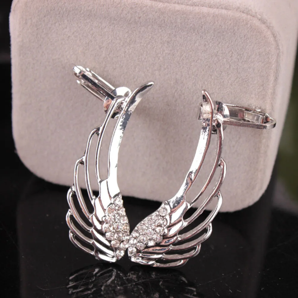 Pendientes Новая мода Панк Стразы клип серьги для женщин с капюшоном надписью Angel и