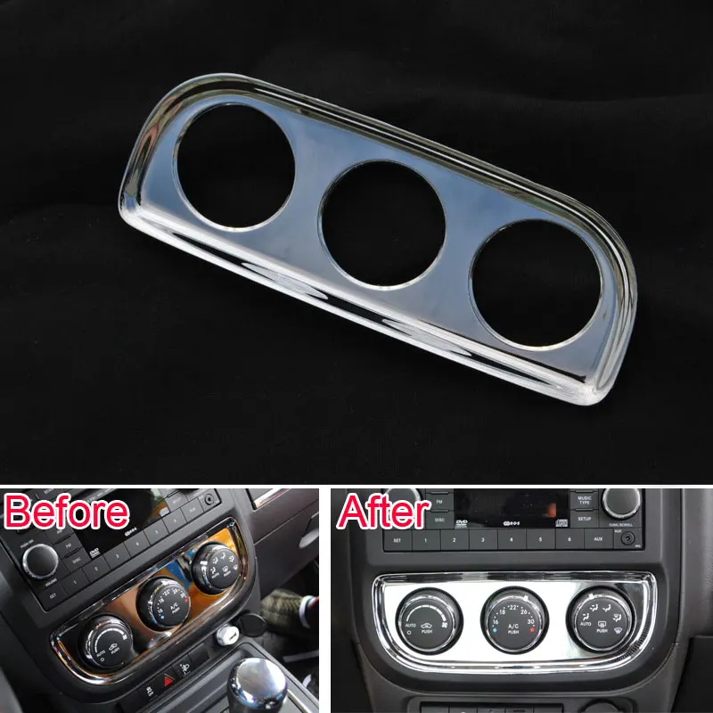 Interruptor de aire acondicionado interior de coche, Panel embellecedor de ABS, marco de cubierta para Jeep Compass Patriot, estilo deportivo, 2011-2016