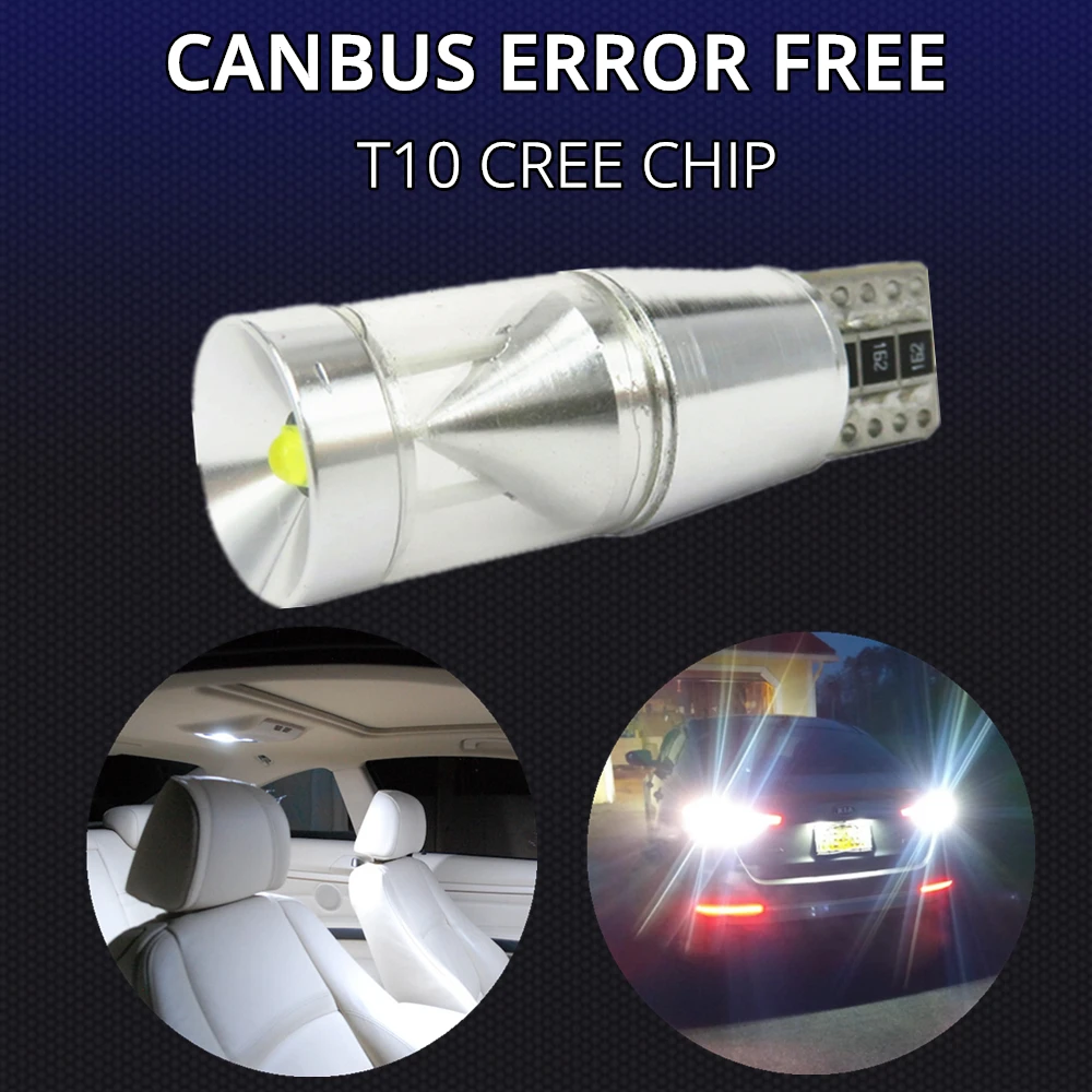 WLJH 2x T10 W5W Canbus LED Light Cree Chip No Error 500lm 9W Motor Car Parking Number Plate Clearance Backup Reverse | Автомобили и