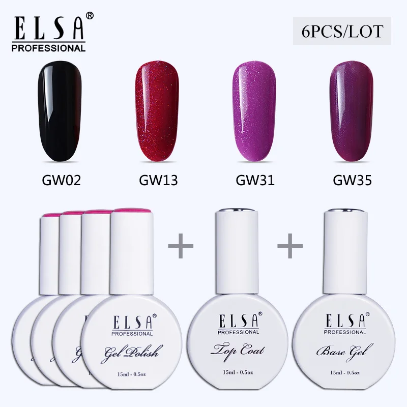 Set 1 Elsa, 15 мл, гель для ногтей, 4 цвета, гель с базовым верхним слоем, набор гелей для нейл-арта, 120 цветов на выбор, гель для маникюра - Цвет: Set 1