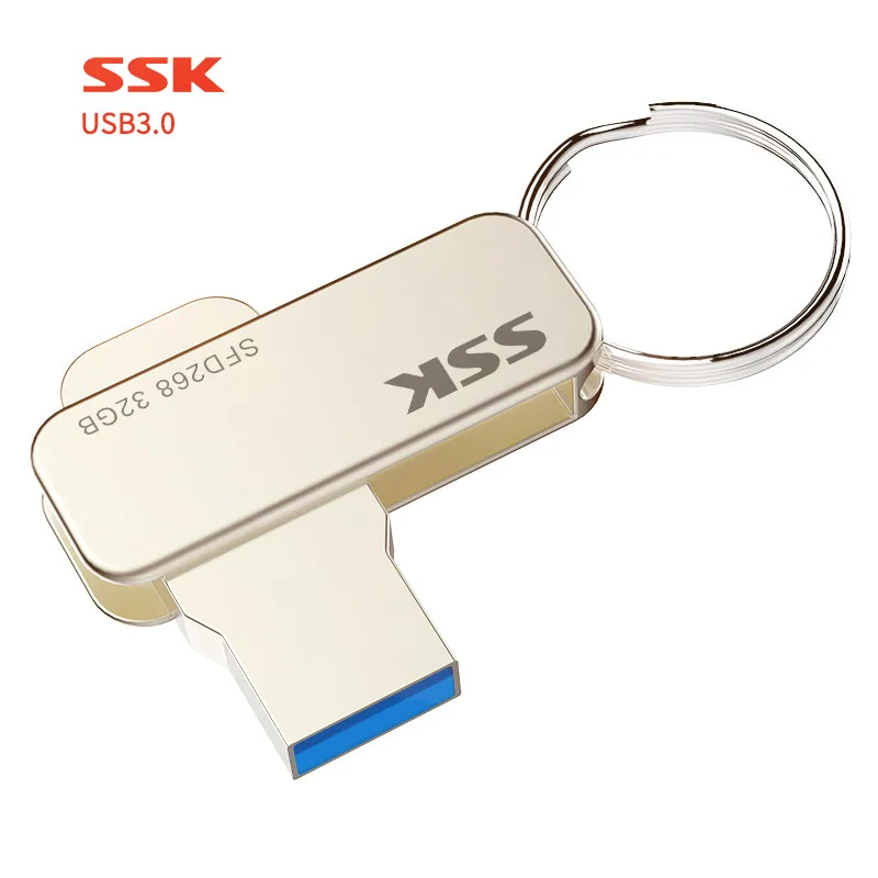 SSK SFD268 USB флеш-накопитель 64 ГБ USB 2,0 флеш-накопители высокоскоростной металлический водонепроницаемый - Цвет: Silver