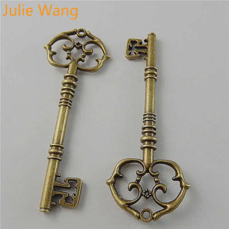 Julie Wang 2 шт. 82*30*5 мм сплав античная бронза креативные брелоки в форме ключа
