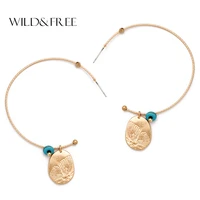 wildfree bohemian big hoop earrings round open hoops butterfly lotus flower pendant earrings for women female wedding jewelry