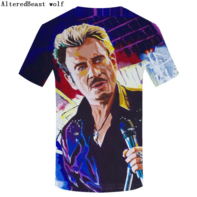 2019 Cool Tees Tops Music Rock Johnny Hallyday Plain funny T Shirts O Neck Short Sleeve Shirt Popular Men's | Мужская одежда