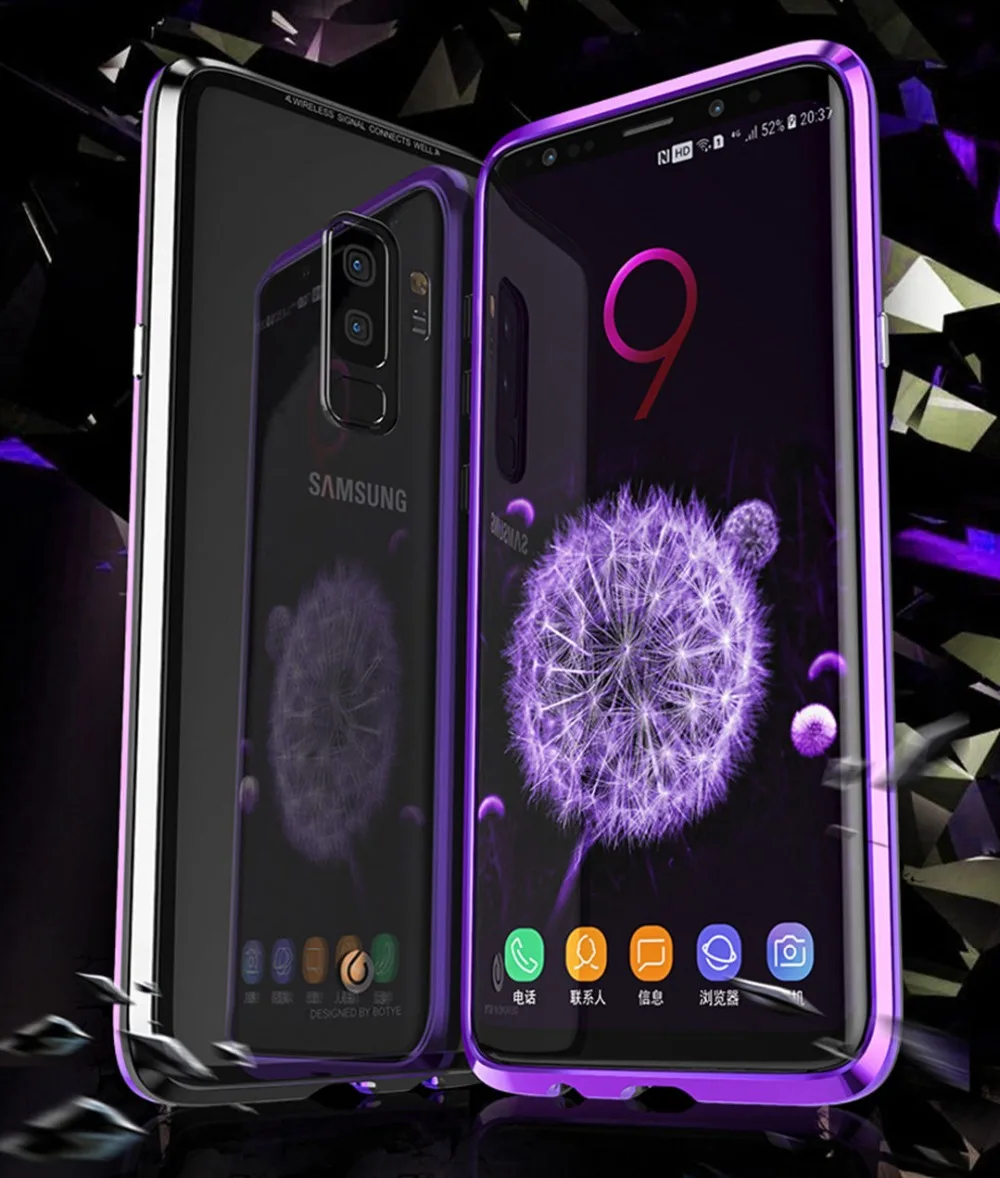 IMIDO Магнитный адсорбционный чехол для телефона для samsung Galaxy S9 S8 Plus Note8 S7 Edge металлическое закаленное стекло с магнитом Чехол-книжка