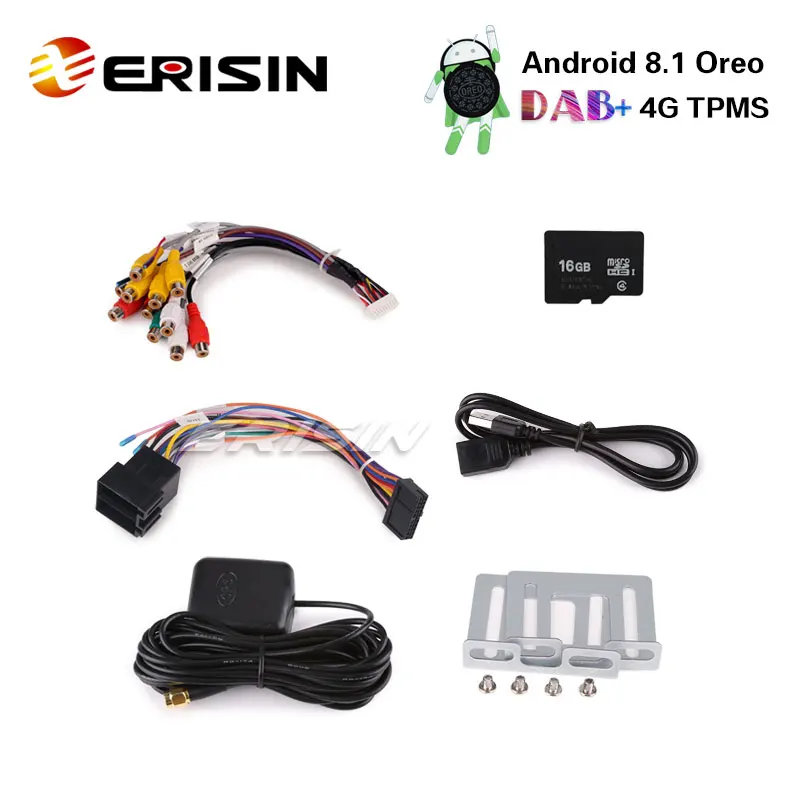 Erisin ES3641U " двойной Din DAB+ 4G Android 8,1 автомобильный стерео WiFi DVR DTV OBD SatNav Bluetooth радио