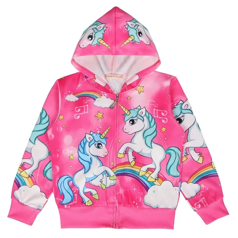Jargazol Kids Jacket Autumn Cartoon Unicorn Hooded Coat Fall Toddler Girls Coats and Jackets Cute Outwear Children Hoodies | Детская