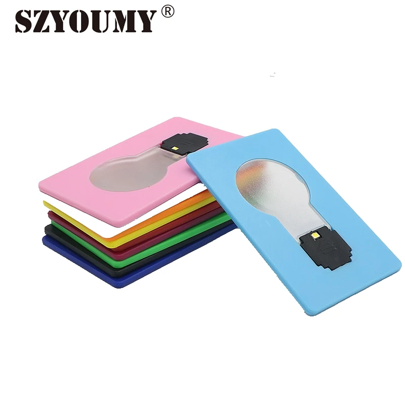 SZYOUMY 50 Pieces a Lot Portable Pocket LED Card Light Lamp Put In Purse Wallet  Credit Card Size LED Night Light