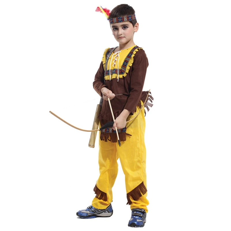 Новый прекрасный Карнавальный костюм для мальчиков на Хэллоуин милый индийский