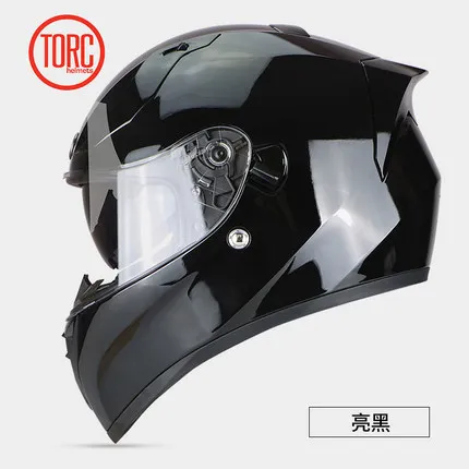 TORC Полнолицевой шлем Casco мотоциклетный шлем модный профессиональный шлем винтажные двойные линзы T128 - Цвет: bright black