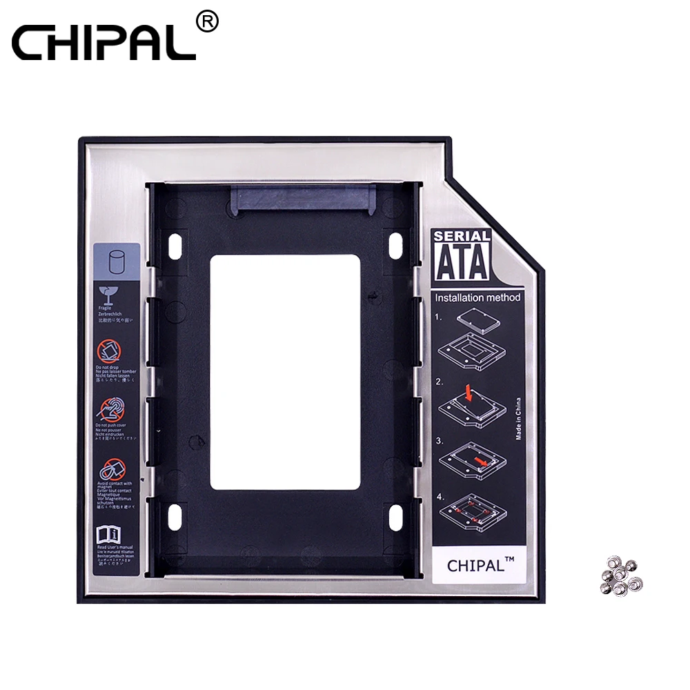 Алюминиевый переходник CHIPAL Optibay для установки второго жесткого диска 12 7 мм SATA 3 0