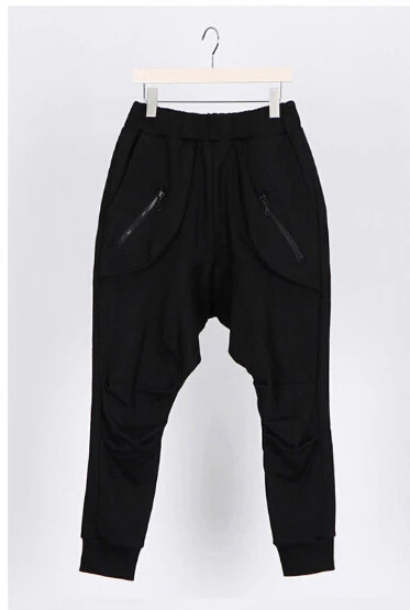 

Casual Pants for Men Fashion Cool Harem Pants Sweat pant Zipper Pocket Design Black Dark Gray M-XXL