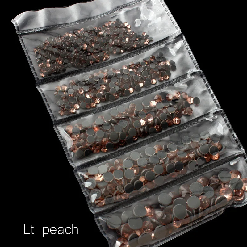 Lt peach Новая распродажа, разноцветные стразы для горячей фиксации 1200 шт, хрустальные декоративные камни для одежды, орнамент - Цвет: Lt peach