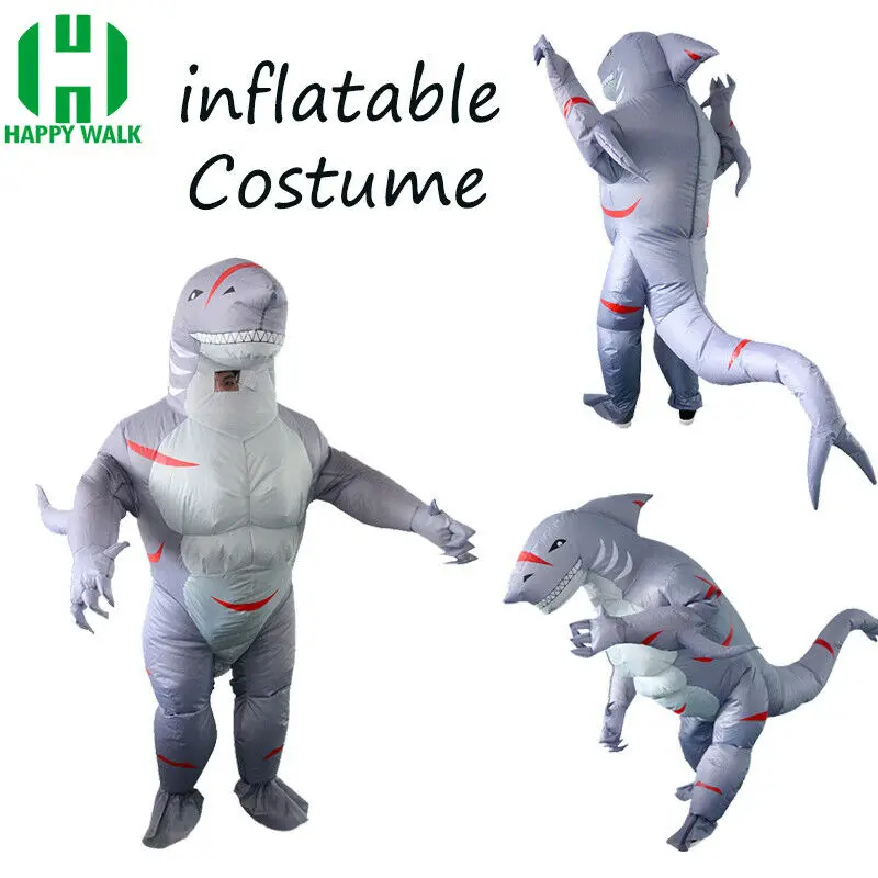 Взрослый Хэллоуин надувной костюм акулы для талисмана мультфильм карнавал