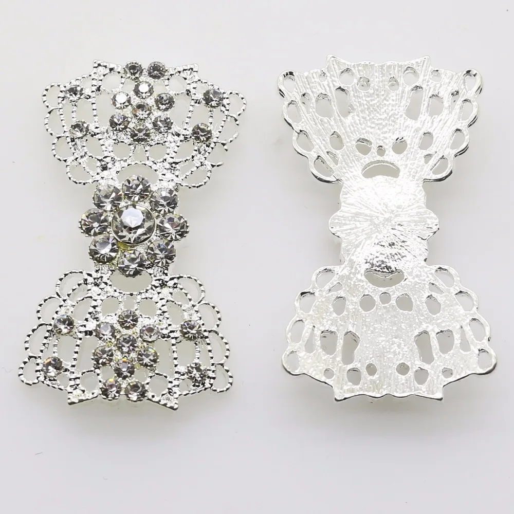 YWXINXI New Hot 5Pcs 25*45mm Bowknot alloy Diy jewelry Accessories Rhinestones Pedestal wedding Embellishments Caps Decoration | Украшения