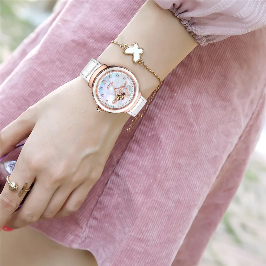 Montre Femme, автоматические часы для женщин, Топ бренд, роскошные женские платья,, модные наручные часы для девочек, повседневные водонепроницаемые часы, reloj mujer