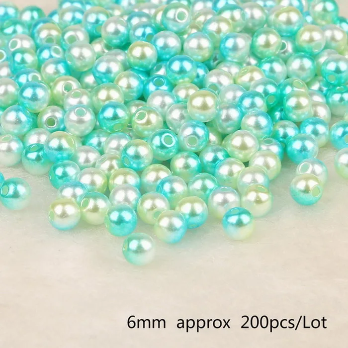 Diameter 6mm 200pcs 50-500 шт./пакет ABS Перл Круглый Диаметр 4/6/8/10 мм отверстие 1 мм пять Цвет DIY производства ювелирных изделий - Цвет: Diameter 6mm 200pcs