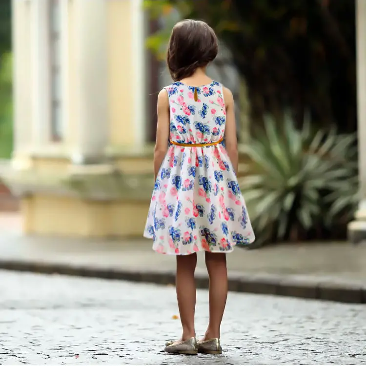 Free Shipping Summer Chiffon Princess Baby Girls Bowknot Belt Floral Gown One-piece Dress | Детская одежда и обувь