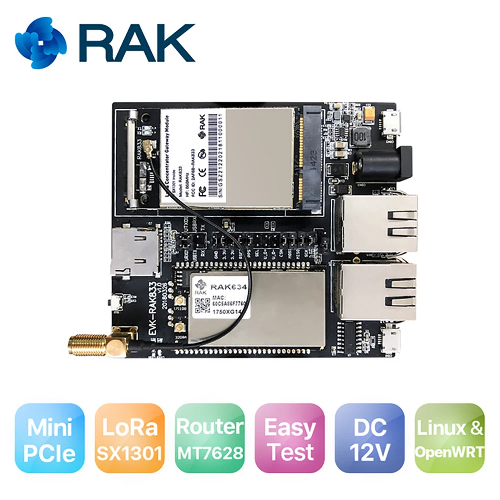 Мини PCIe LoRa шлюз концентратор модуль RAK833 набор EVB SX1301 чип MT7628N беспроводной AP