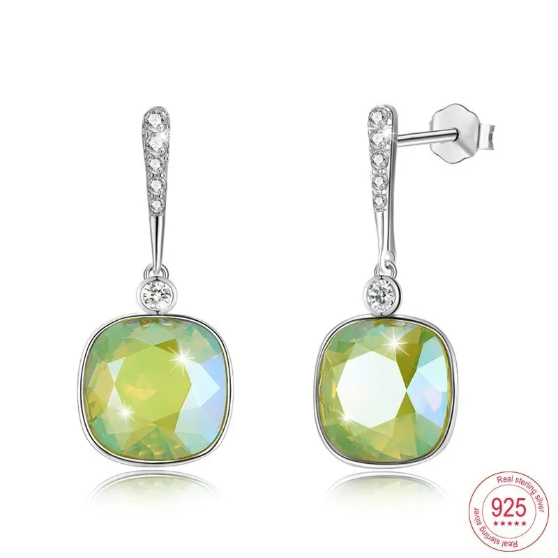 Malanda круглый благородный кристалл от Swarovski серьги висячие серьги из серебра 925 пробы для женщин модные серьги ювелирные изделия подарок - Окраска металла: SHIIM L125S