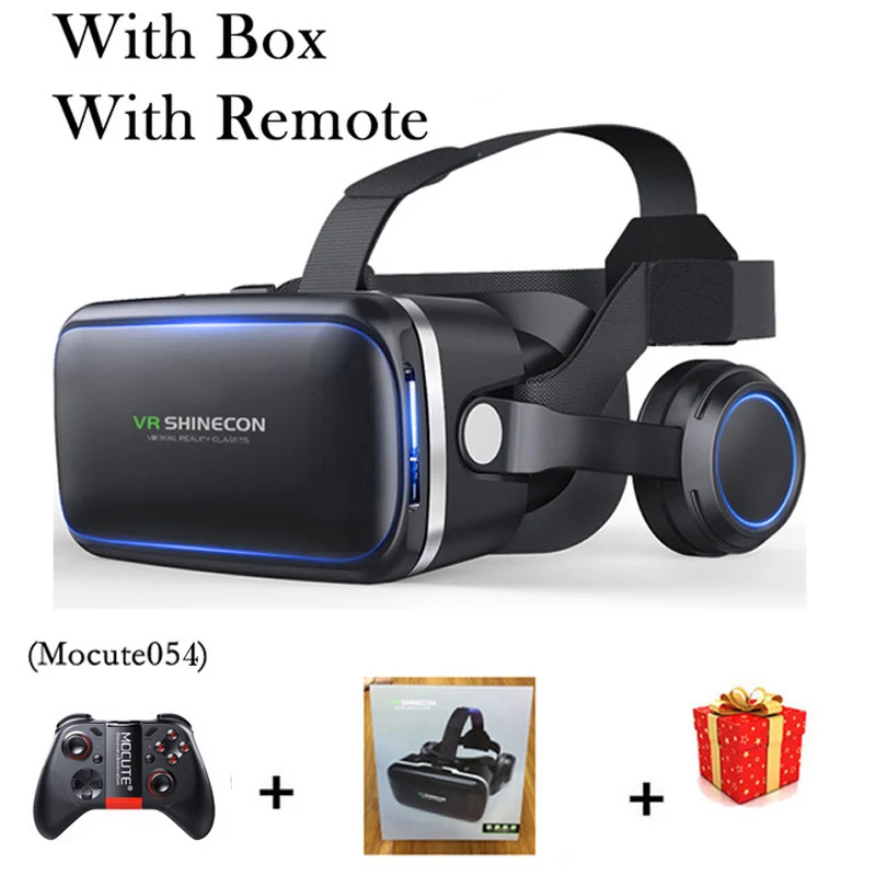 With Box 054 Remote VR Shinecon 6,0 шлем 3D очки виртуальной реальности Гарнитура для iPhone Android смартфон очки Len Lunette - Цвет: With Box 054 Remote