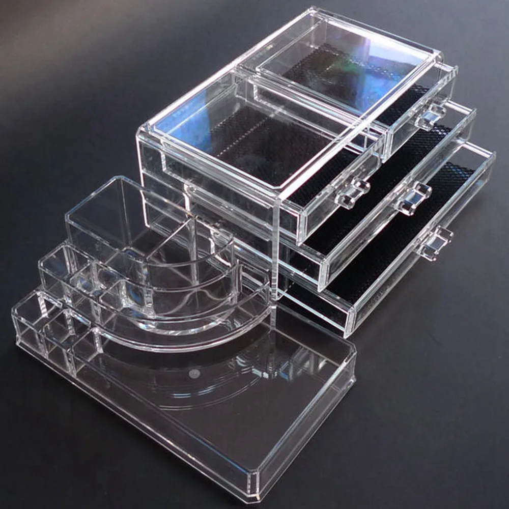 Пластиковый органайзер для макияжа с прозрачным ящиком косметический контейнер