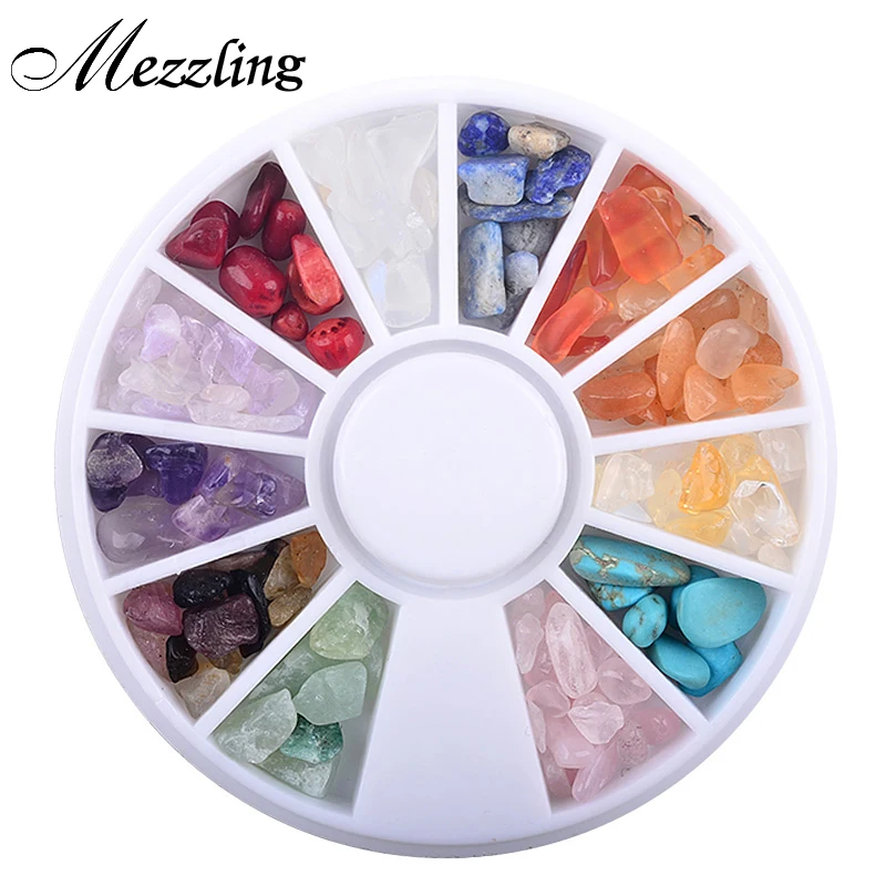 

1 Box Colorful Irregular Natural Stone 3D Nail Art Decorations Wheel DIY Beauty Nail Jewelry Accessories