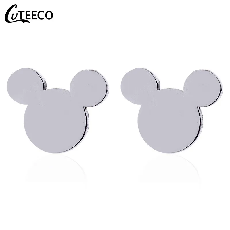 CUTEECO Роскошные циркониевые серьги-гвоздики с Микки и Минни, Кристальные брендовые серьги для женщин, детей, девочек, модные ювелирные изделия, подарок - Окраска металла: AJ0001-2