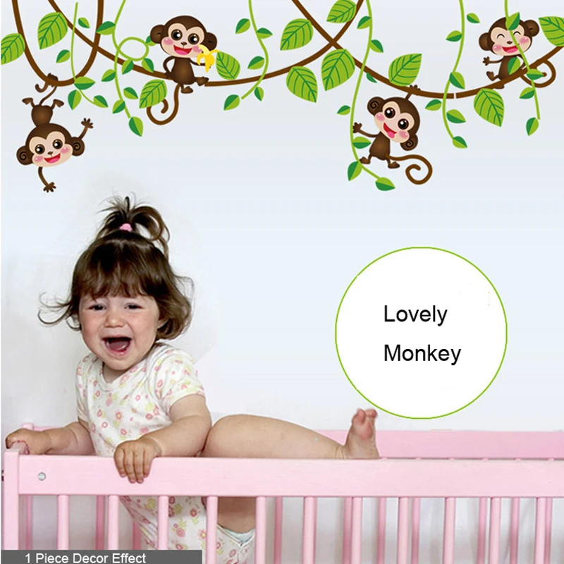 Новинка 2019 милая обезьянка дерево раньше декор для детской комнаты Настенная