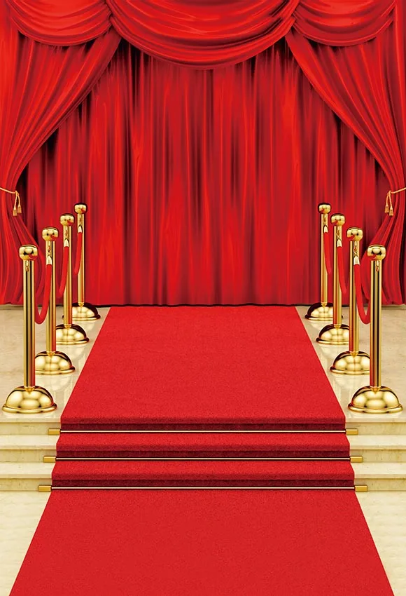 

5x7ft Red Carpet Entrance Stage Curtain Washable One Piece No Wrinkle Banner Photo Studio Background Backdrop Polyester Fabric