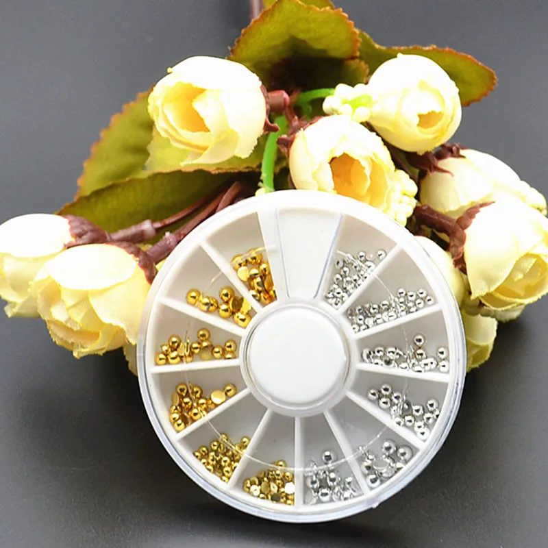 Серебряное золото DIY 3D Советы Металлические Шпильки заклепки полукруг плоский задний бисер инструменты для маникюра Ювелирные изделия колесо дизайн ногтей