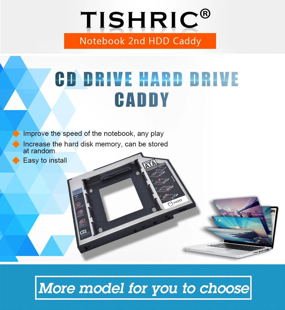 Tishric Optibay 2nd HDD Caddy 9,5 мм алюминиевый Универсальный SATA 3,0 2," SSD чехол жесткий диск адаптер DVD HDD для ноутбука ODD
