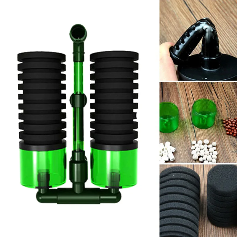 

Double Head QS-200A Biochemical Sponge Filter Practical Fish Tank Equipment QS-100A Aquarium Accessories Absorb Safe Sponges
