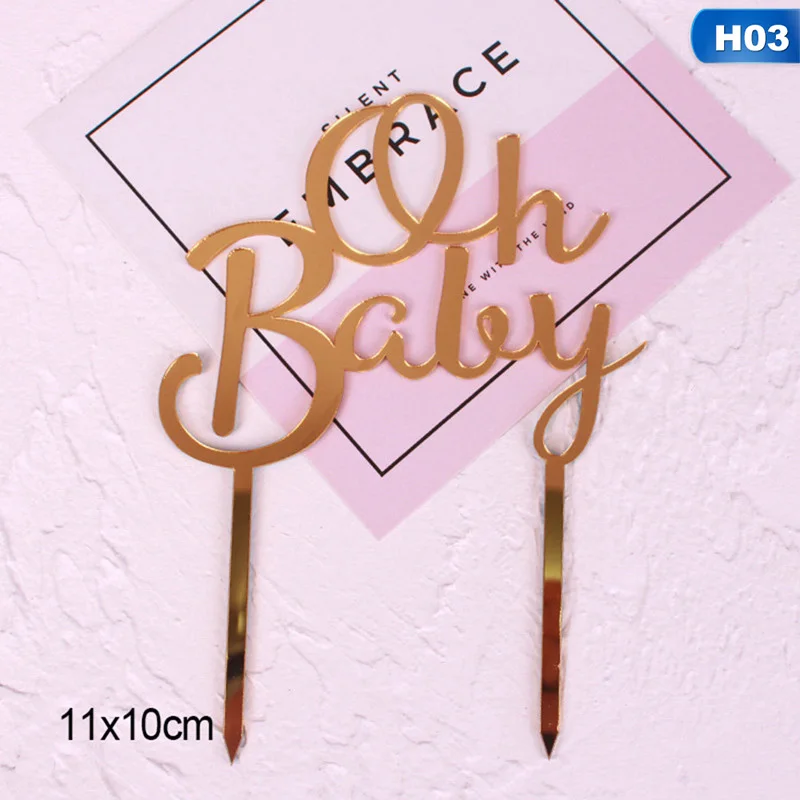 Цвет: розовый золотистый Акриловая One &quotс надписью Oh Baby С Днем Рождения Торт