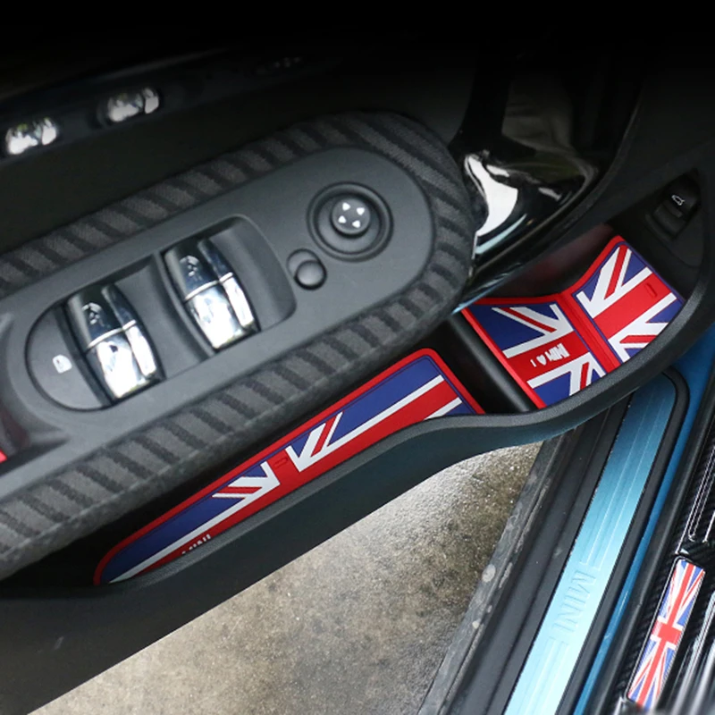 18PCS Union Jack Car Silicone Water Cup Gate Slot Mats Anti-Slip Pad For Mini Cooper S One d JCW F60 Countryman Accessories | Автомобили и