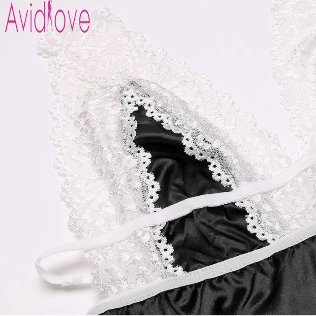 Avidlove Сексуальная кружевная атласная ночная рубашка без косточек Ночная сорочка